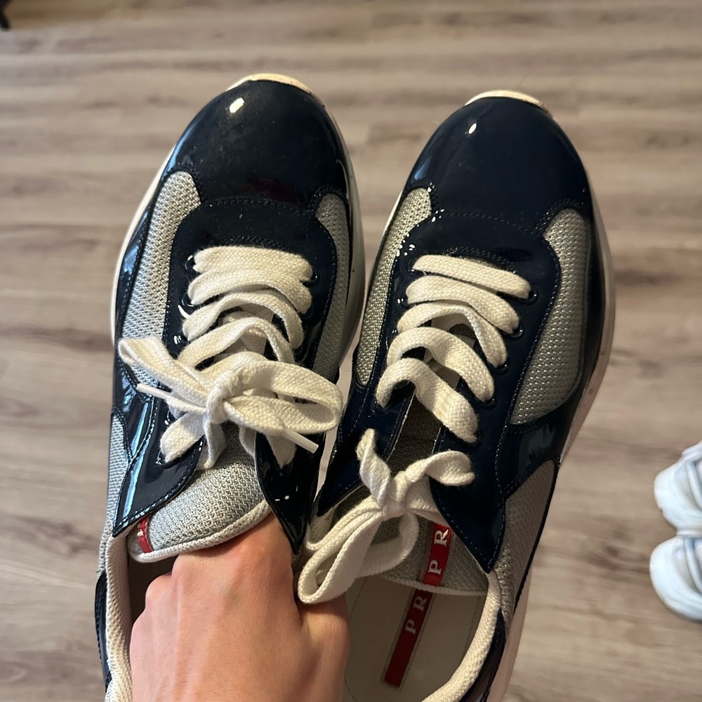 Prada Dark Blue and White Casual Sneakers
